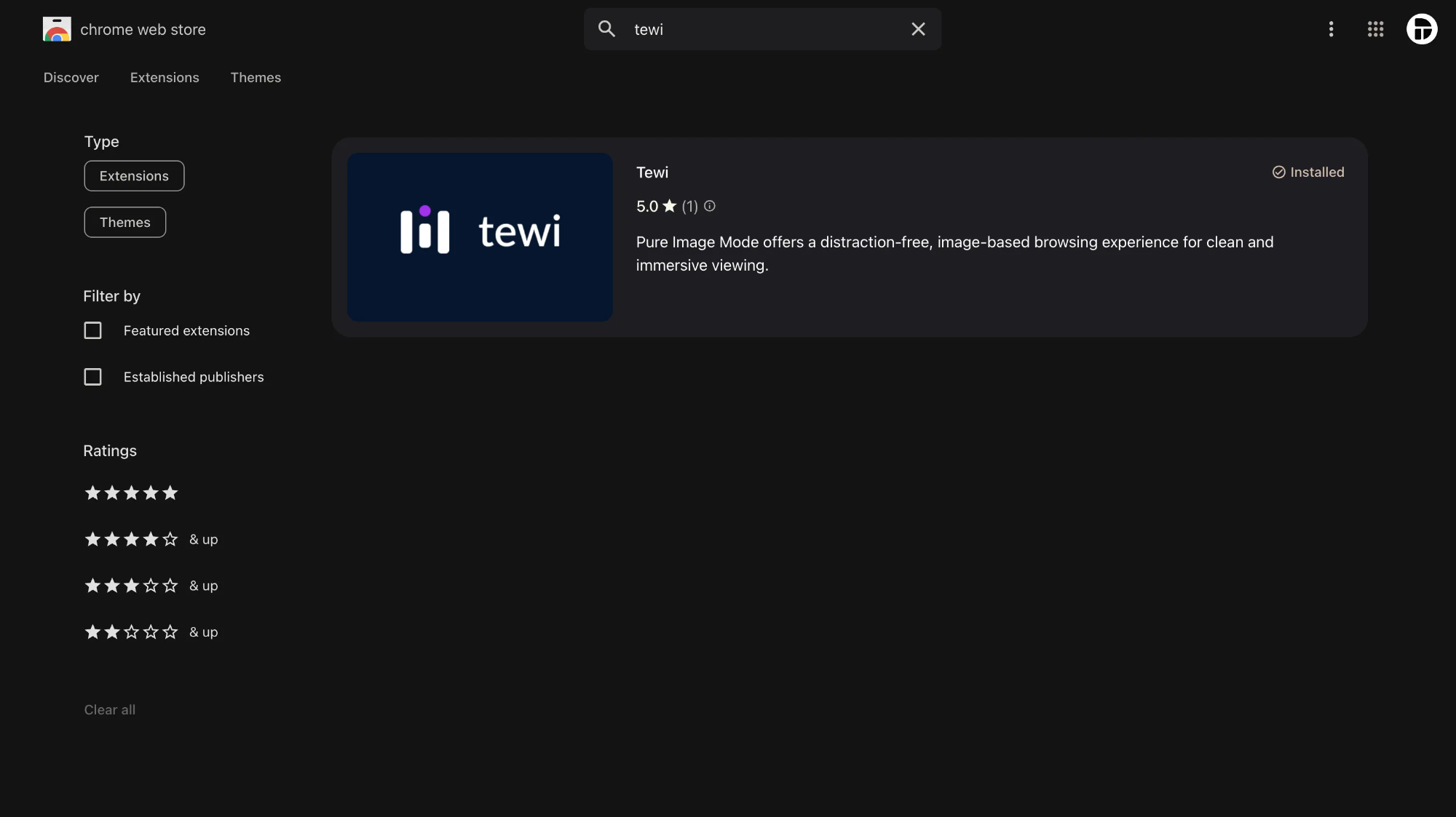 install tewi extension